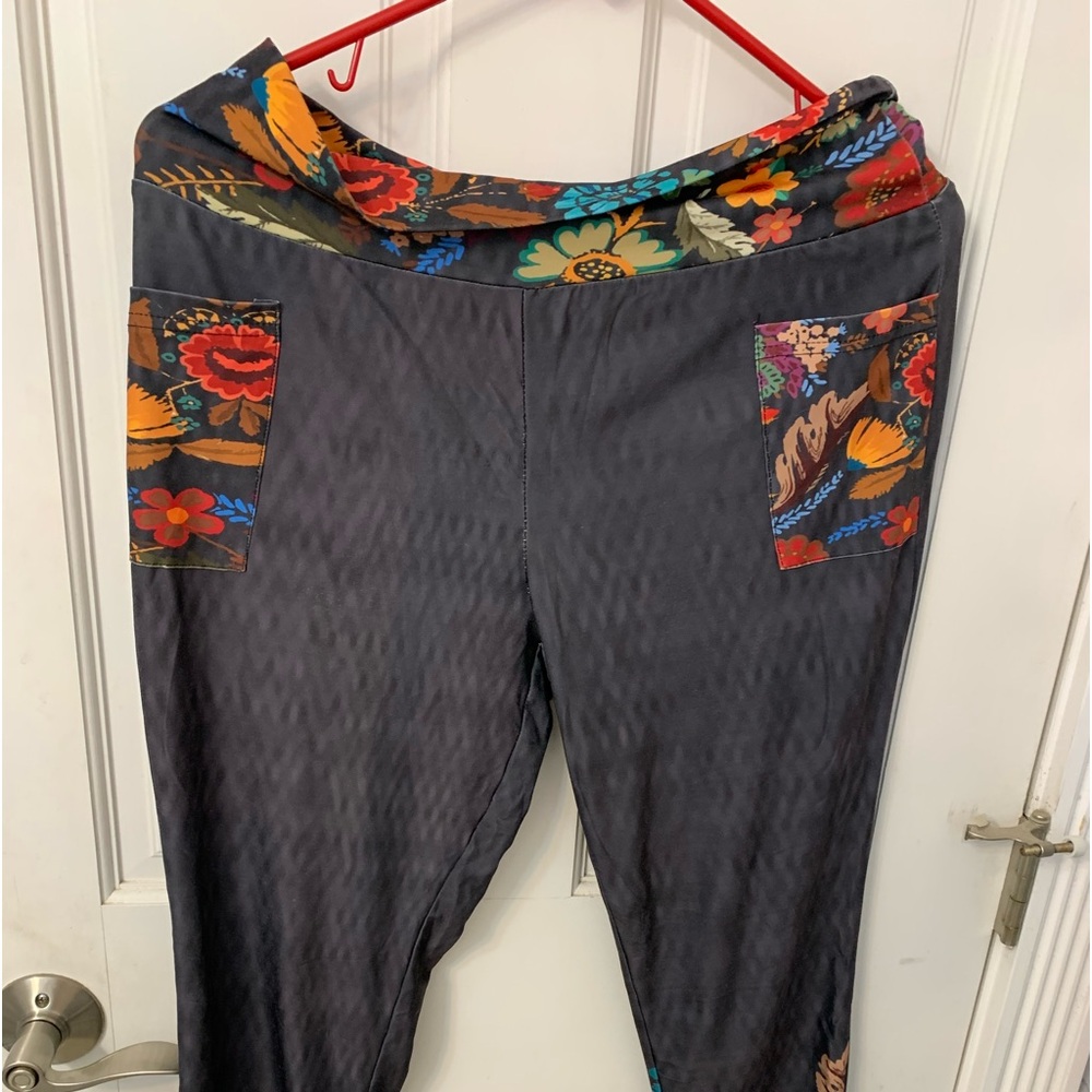 Charcoal colored with floral leggings